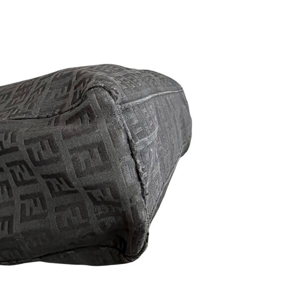 Fendi Women’s Vintage 2005 Zucchino FF Top Handle Canvas Black Silver Tote Purse - Picture 10 of 13